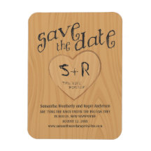 Carved Initals on Oak Tree Save the Date Rectangular Magnets