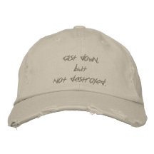 cast down, but not destroyed; embroidered baseball cap