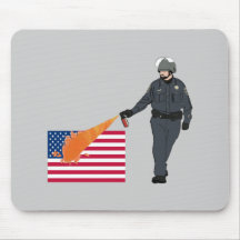 Casual Pepper Spray Cop with Flag in Colour Mouse Mats