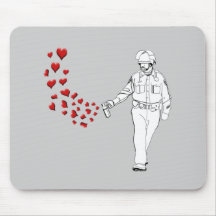 Casual Pepper Spray Cop with Hearts Mousemat