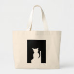 Cat - Black and White Cat Silhouette Art Decor Bag