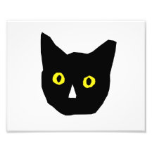 cat head black yellow eyes cartoon art photo