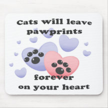 Cat PawPrints on The Heart Mouse Pads