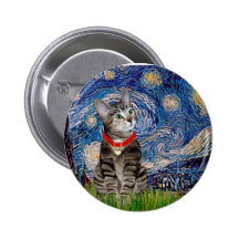 CAT (Tabby2) - Starry Night Button