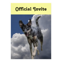 Catahoula Dog Running in Fluffy White Clouds Personalized Invitations