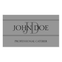 Caterer Stripe Dark Grey Business Card Templates