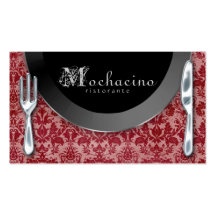 Catering Business Cards Cutlery Plate Red