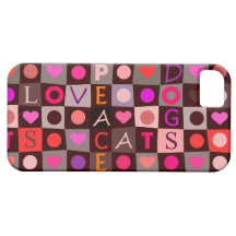 Cats Dogs Love Peace Chequerboard Case For The iPhone 5