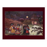 Cats in Kimonos Take Late Night Stroll Post Cards