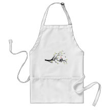 Cats in love with red hearts on spring tree apron