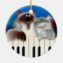 Cats Playing Piano Christmas Ornaments