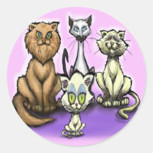 Cats Round Stickers
