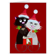 Cats with santa hats greeting card