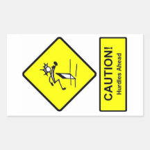 Caution Hurdles Ahead sign Track and Field Sticker