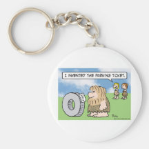 caveman wheel invented parking ticket woman key chain