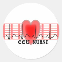 CCU Nurse Gift Ekg paper and Heart Design Round Stickers