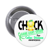 Celiac Disease Chick Gone Light Green 2 Buttons