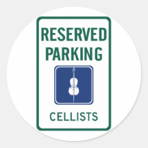 Cellists Parking Round Stickers