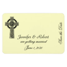 Celtic Cross in Black Ivory Save the Date Rectangular Magnets