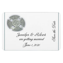 Celtic Cross in Silver and White Save the Date Vinyl Magnet