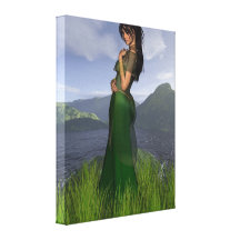Celtic Princess in the Mountains Stretched Canvas Print