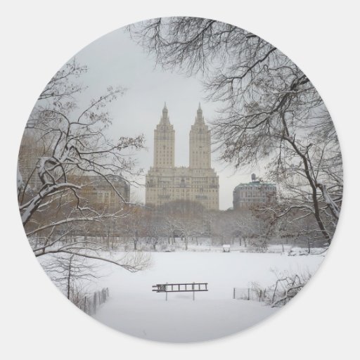 Central Park in the Snow, New York City Round Sticker