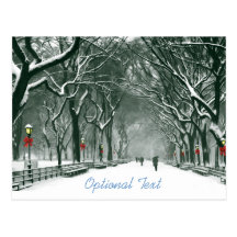 Central Park Snowy Path Custom Post Cards