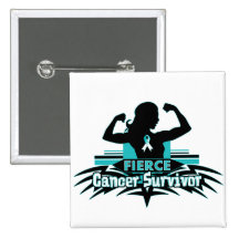 Cervical Cancer Fierce Cancer Survivor Pinback Buttons