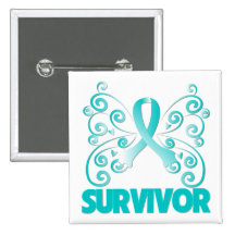 Cervical Cancer Survivor Butterfly Pinback Button