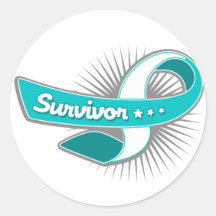 Cervical Cancer Survivor Ribbon Round Stickers