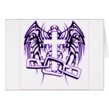 CHAINED AND WINGED CROSS PRINT GREETING CARDS