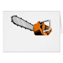 chainsaw retro style greeting cards