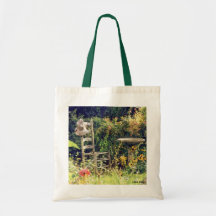 'Chair with Hat in Garden' Budget Canvas Tote Bag