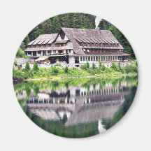 Chalet On Bank Of Poprad Tarn. Nice Reflection In Fridge Magnets