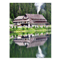 Chalet On Bank Of Poprad Tarn. Nice Reflection In Postcard