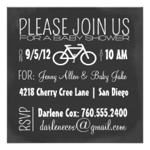 chalkboard and bicycle boy's baby shower invite