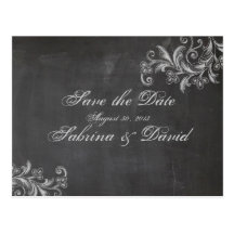 Chalkboard Floral Save the Date Postcard