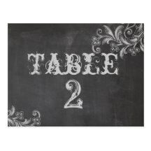Chalkboard Floral Table Number Card Post Card