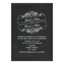 Chalkboard Inspired Rose Banner Wedding Invite invitations