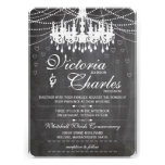 Chalkboard Modern Vintage Typography Chandelier Invite