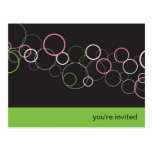Champagne Bubbles on Black Party Invitation Postcard