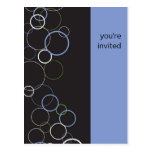 Champagne Bubbles on Black Party Invitation Post Card