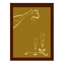 champagne red and gold postcard