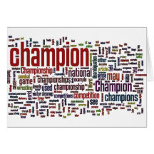 Champion word cloud greeting card