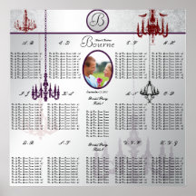 Chandelier Wedding Photo Seating Chart Print