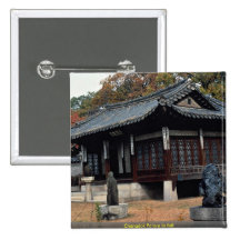 Changdok Palace in fall Pinback Button