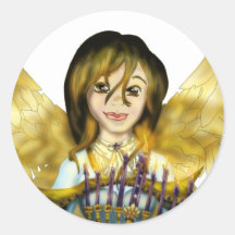 Chanukah Angel Round Stickers