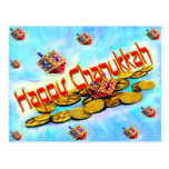 Chanukah Flying Dreidels Postcard