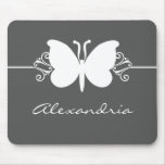 Charcoal Butterfly Swirls Mousepad