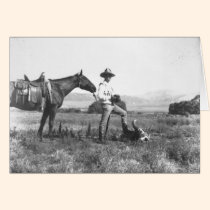 Charles Belden with horse and skull. cards